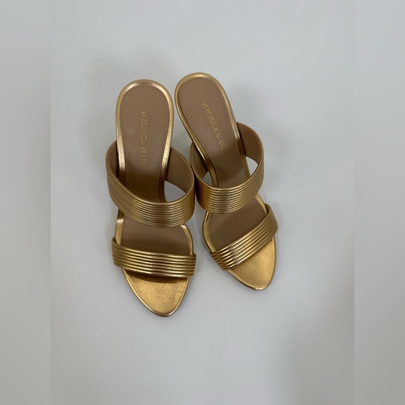 Veronica Beard Asha Mignon High Heel Gold Metallic Strappy Stiletto Sandals SZ 6 - Picture 15 of 17